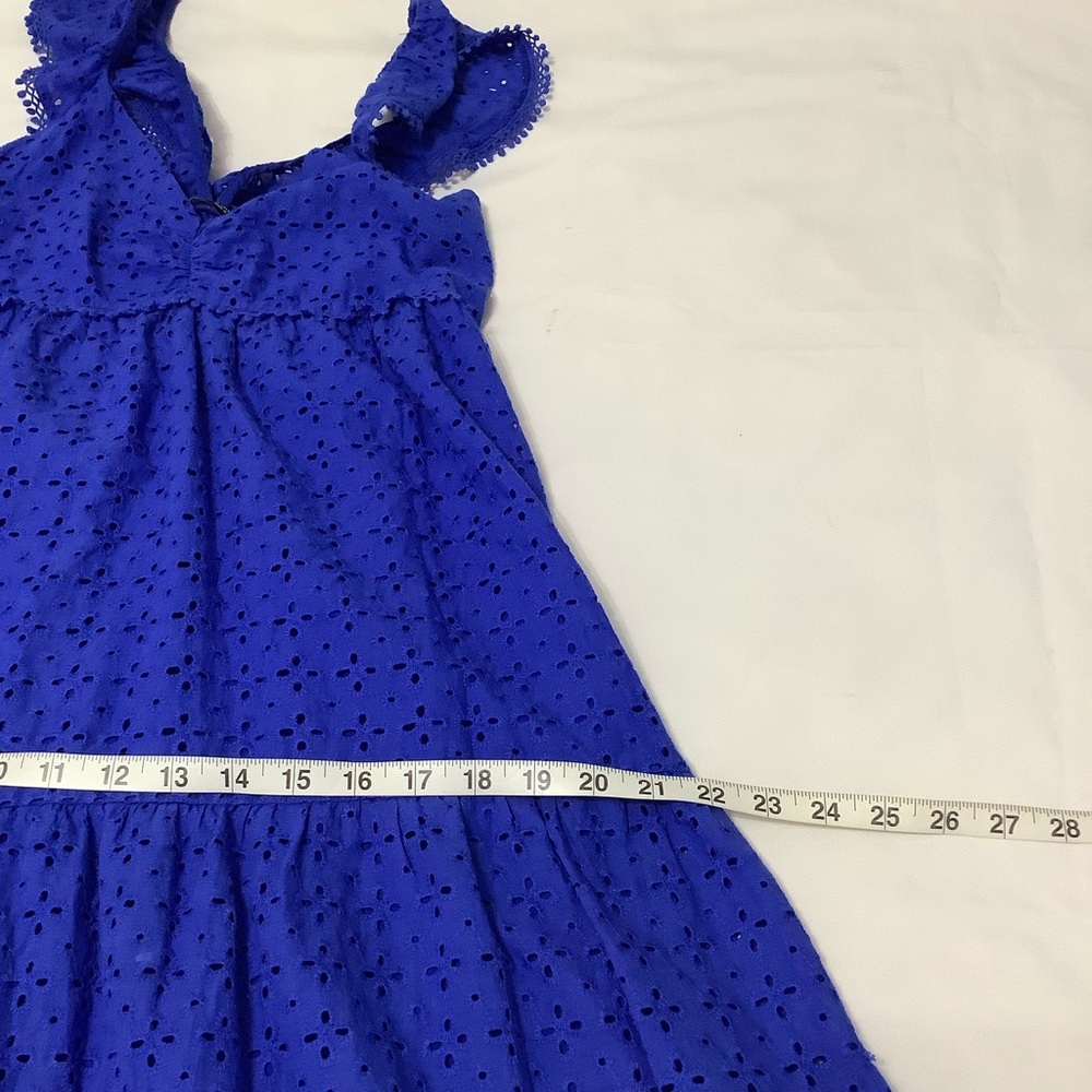 Zara Blue Eyelet Midi Summer  Dress XS (W699) - Picture 9 of 16
